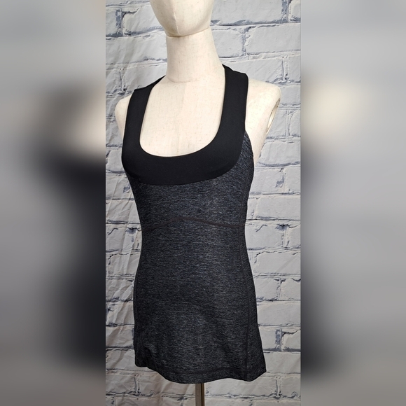 lululemon athletica Women's Tank  Top Mesh Back Black Gray Yoga Size 6 US - - Picture 4 of 13